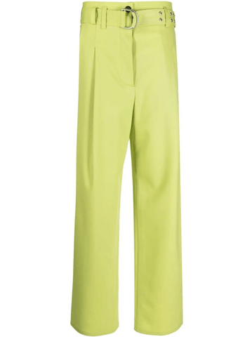 belted lime green trousers